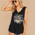 Enchanted Open Book With Blooming Flowers Women's V-Neck Tank Top