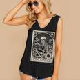 Floral The Reader Tarot Card Skeleton Reading Book Women's V-Neck Tank Top