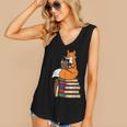 Fox Books Read Reading Librarian America Men Women Kids Women's V-Neck Tank Top
