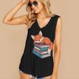 Fox Reading Book Pajama Sleep Women's V-Neck Tank Top