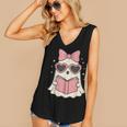 Ghost Reading Book Halloween Cat Lover Women's V-Neck Tank Top