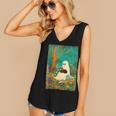 Groovy Ghost Reading Book Cat Halloween Ghost Teacher Women's V-Neck Tank Top