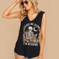 Leave Me Alone Skeleton Reading Book Floral Moon Librarian Women's V-Neck Tank Top