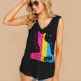 Pansexual Pride Celestial Cat Sitting Book LGBTQ Pan Colors Men Women Women's V-Neck Tank Top Pansexual Pride Celestial Cat Sitting Book LGBTQ Pan Colors Men Women Women's V-Neck Tank Top