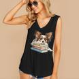Papillon Books Reading Dog Breed Graphic For Men Women Kids Women's V-Neck Tank Top