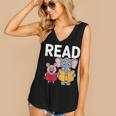 Pig Elephant Reading Cute Book Lover Bookworm Boys Girls Kid Women's V-Neck Tank Top