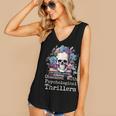 Psychological Thriller Reader Fan Skull Flowers Books Women's V-Neck Tank Top Psychological Thriller Reader Fan Skull Flowers Books Women's V-Neck Tank Top