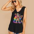 Rainbow Pride Bigfoot Reading Book With Heart Glasses Women's V-Neck Tank Top