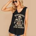 Read Books Be Kind Stay Weird Skeleton Reading Coffee Goth Women's V-Neck Tank Top Read Books Be Kind Stay Weird Skeleton Reading Coffee Goth Women's V-Neck Tank Top