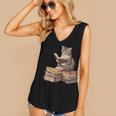 Reading Cat Book Lover Women's V-Neck Tank Top