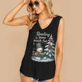 Reading Is Snow Much Fun Christmas Books Snowman Bookworm Women's V-Neck Tank Top