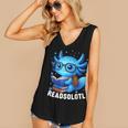 Readsolotl Blue Kawaii Axolotl Book Lover Reading Women's V-Neck Tank Top