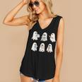 Retro Ghost Reading Books Halloween Bookish Ghost Bookworm Women's V-Neck Tank Top