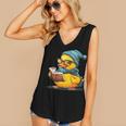 Rubber Duck Reading Book Rubber Duckie Reader Coffee Lover Women's V-Neck Tank Top