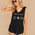 Simple Needs Coffee Paw & Books Reading Graphic Book Lovers Women's V-Neck Tank Top