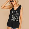 Skeleton Read In Peace Halloween Book Graphic Bookish Women's V-Neck Tank Top