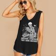 Skeleton Reading Book Anxious Stressed True Crime Obsessed Women's V-Neck Tank Top Skeleton Reading Book Anxious Stressed True Crime Obsessed Women's V-Neck Tank Top