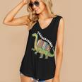 Teachersaurus Dinosaur Teachers Dino Reading Book Librarian Women's V-Neck Tank Top