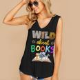 Wild About Reading Books Reader Bookworm Animals Book Lover Women's V-Neck Tank Top Wild About Reading Books Reader Bookworm Animals Book Lover Women's V-Neck Tank Top