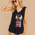 Woman And Books Stack Afro Girl Reading Lover Women's V-Neck Tank Top Woman And Books Stack Afro Girl Reading Lover Women's V-Neck Tank Top