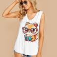 Adorable Book Lover Chipmunk With Reading Glasses Cute Premium Women's V-Neck Tank Top