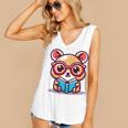 Adorable Book Lover Quokka With Reading Glasses Cute Women's V-Neck Tank Top