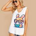 Adorable Book Lover Rabbit With Reading Glasses Cute Premium Women's V-Neck Tank Top Adorable Book Lover Rabbit With Reading Glasses Cute Premium Women's V-Neck Tank Top