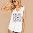 Adult Coloring Book Style Flowers And Ladybug Self Coloring Women's V-Neck Tank Top Adult Coloring Book Style Flowers And Ladybug Self Coloring Women's V-Neck Tank Top