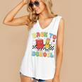 Back To School Checkered Book Pencil Groovy Teacher Student Women's V-Neck Tank Top