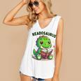 Book Lover Reading Dinosaur Readosaurus Library Women's V-Neck Tank Top