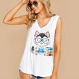 Book Lover Reading Husky Dog Women's V-Neck Tank Top