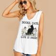 Books Cats Life Is Sweet Cat Book Lover Men Women Teen Women's V-Neck Tank Top