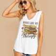 Books Are My Therapy Vintage Book Lover Daisy Art Women's V-Neck Tank Top