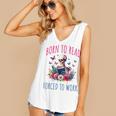 Born To Read Forced To Work Reading Skeleton Bookish Book Women's V-Neck Tank Top