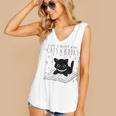 Cat Book For Women Life Is Better With Cats And Books Women's V-Neck Tank Top Cat Book For Women Life Is Better With Cats And Books Women's V-Neck Tank Top