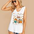 Cat Fall In Love With Reading Book Lover Autumn Women's V-Neck Tank Top Cat Fall In Love With Reading Book Lover Autumn Women's V-Neck Tank Top