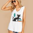 Cat Midcentury With Book And Coffee Atomic Age Mid Century Women's V-Neck Tank Top Cat Midcentury With Book And Coffee Atomic Age Mid Century Women's V-Neck Tank Top