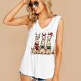 Christmas Three Llamas Reading Reading Books Llama Lover Women's V-Neck Tank Top