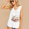 Coffee Cats & Books Cute Cat Book Lover Reading Women's V-Neck Tank Top