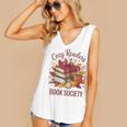 Cozy Readers Book Society Fall Autumn Floral Pumpkin Season Women's V-Neck Tank Top