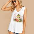 Crocodile Reading Book Watercolor Flowers Kids Women's V-Neck Tank Top Crocodile Reading Book Watercolor Flowers Kids Women's V-Neck Tank Top