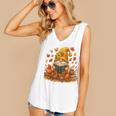 Cute Autumn Gnome Reading Pumpkin Book Lover Women's V-Neck Tank Top
