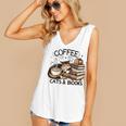 Cute Coffee Cats Books Lover Idea Women Men Kids Women's V-Neck Tank Top Cute Coffee Cats Books Lover Idea Women Men Kids Women's V-Neck Tank Top