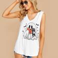 Cute Halloween Ghost Reading Book Women's V-Neck Tank Top