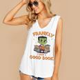 Cute Halloween Teacher Librarian Frankenstein Reading Books Women's V-Neck Tank Top