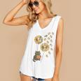 Cute Reading Cat With Kitten Dandelion Flowers Book Lover Women's V-Neck Tank Top