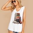 Cute Red Panda Reading Book Animal Bookworm Women's V-Neck Tank Top