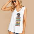 Cute Wiener Dog Dachshund Reading On Pile Of Books Women's V-Neck Tank Top