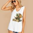 Dragon Bookworm Reading Book Graphic Women's V-Neck Tank Top