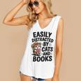 Easily Distracted By Cats And Books Lovers Reading Women's V-Neck Tank Top Easily Distracted By Cats And Books Lovers Reading Women's V-Neck Tank Top